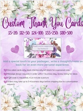 Customized Thank You Cards (20), Handmade